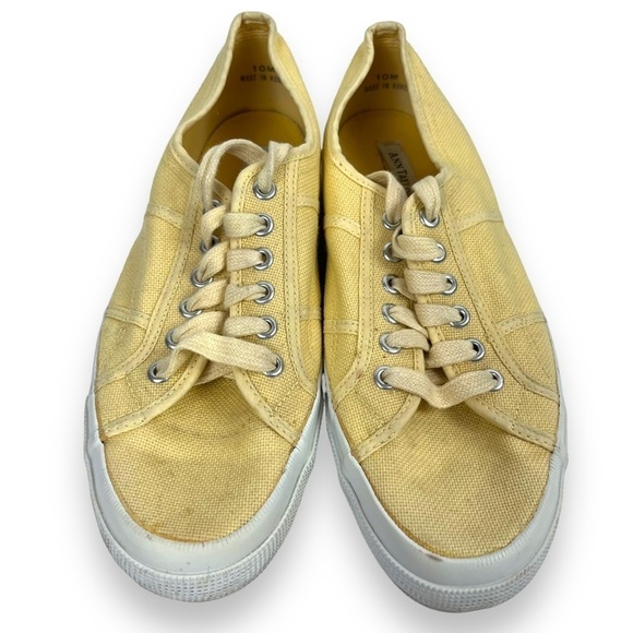 Ann Taylor Shoes Womens 10 Yellow Canvas Sneakers Preppy Classic Coastal - Picture 7 of 10